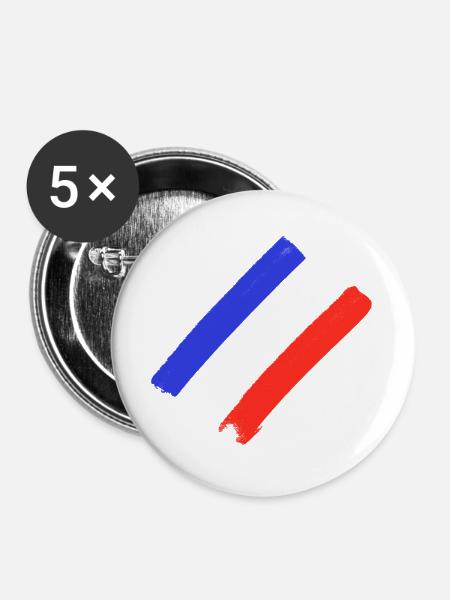 Frankreich Flagge - Streifen - Buttons groß 56 mm (5er Pack) - Weiß