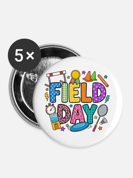 Field Day Farbspritzer - Buttons groß 56 mm (5er Pack) - Weiß