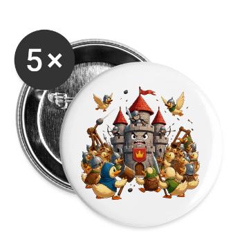 Duck fortress in the Knights' War - Buttons large 2.2''/56 mm (5-pack) - white - Front