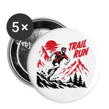 course sur sentier - Lot de 5 grands badges (56 mm) - blanc - Devant