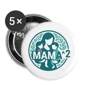 Maman High 2 Jumeaux Maman de deux Mamans Maman - Lot de 5 grands badges (56 mm) - blanc - Devant