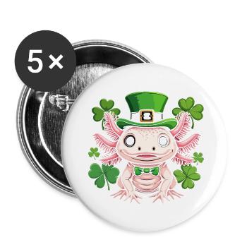 Axolotl au chapeau de lutin - Lot de 5 grands badges (56 mm) - blanc - Devant
