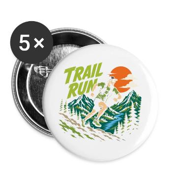course sur sentier - Lot de 5 grands badges (56 mm) - blanc - Devant