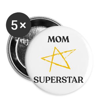 Mama SUPERSTAR - Buttons groß 56 mm (5er Pack) - Weiß - Vorne