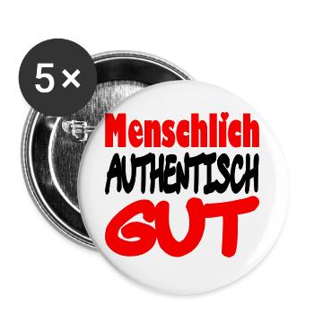 menschlich_authentisch_gut - Buttons groß 56 mm (5er Pack) - Weiß - Vorne