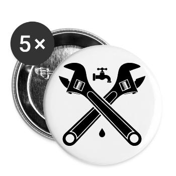 Robinet de clés de plomberie - Lot de 5 grands badges (56 mm) - blanc - Devant
