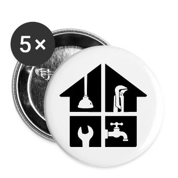 Outil de plomberie pour la maison - Lot de 5 grands badges (56 mm) - blanc - Devant