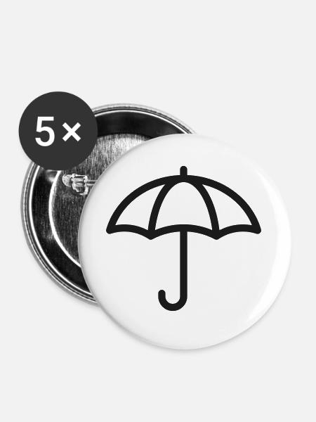 Schirmlinie-Symbol Minimalwetterschutz-Schild - Buttons groß 56 mm (5er Pack) - Weiß