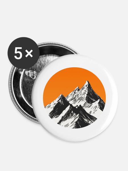 Berge bei Sonnenuntergang - Buttons groß 56 mm (5er Pack) - Weiß