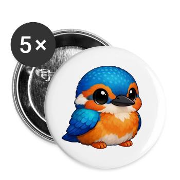 Eisvogel - Buttons groß 56 mm (5er Pack) - Weiß - Vorne