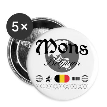 Souvenir de voyage Mons Belgium Streetwear - Lot de 5 grands badges (56 mm) - blanc - Devant