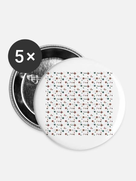 Floral Netz Muster Nacht - Buttons groß 56 mm (5er Pack) - Weiß