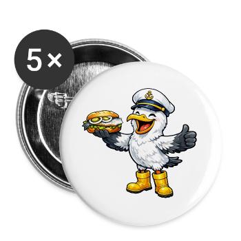 Mouette Rieuse - Lot de 5 grands badges (56 mm) - blanc - Devant