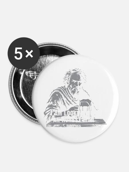 Diogenes Ehrlicher Mann Quest - Buttons groß 56 mm (5er Pack) - Weiß