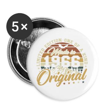 Jahrgang 1966 Vintage Retro 60 Geburtstag Geschenk - Buttons groß 56 mm (5er Pack) - Weiß - Vorne