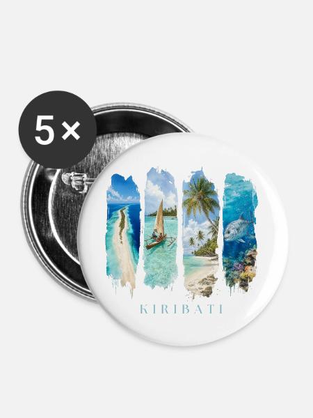 Kiribati Urlaub Travel – Südsee Strand & Ozean - Buttons groß 56 mm (5er Pack) - Weiß