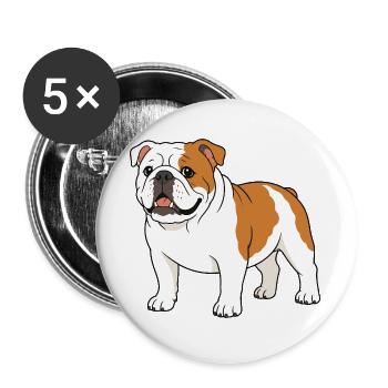 Cartoon Bulldog Print on Clothing - Buttons large 2.2''/56 mm (5-pack) - white - Front