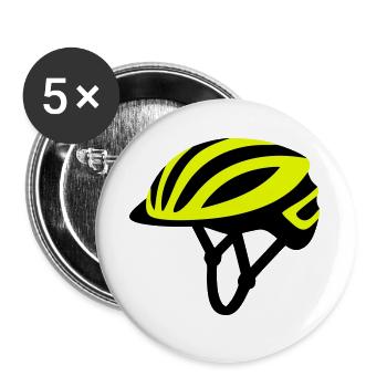Graphique jaune du casque de vélo - Lot de 5 grands badges (56 mm) - blanc - Devant