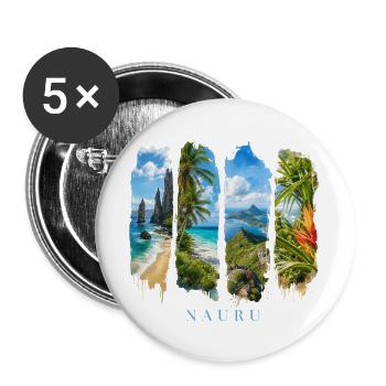 Nauru Urlaub Travel – Südsee Insel & Strand - Buttons groß 56 mm (5er Pack) - Weiß - Vorne