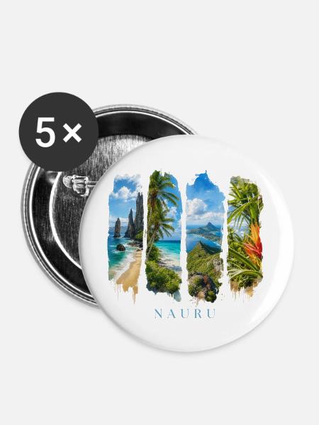 Nauru Urlaub Travel – Südsee Insel & Strand - Buttons groß 56 mm (5er Pack) - Weiß