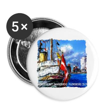 Kongeskibet_dannebro - Buttons groß 56 mm (5er Pack) - Weiß - Vorne