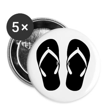 Flipflops_schwarz_Sommer_Strand_Urlaub_Geschenk - Lot de 5 grands badges (56 mm) - blanc - Devant