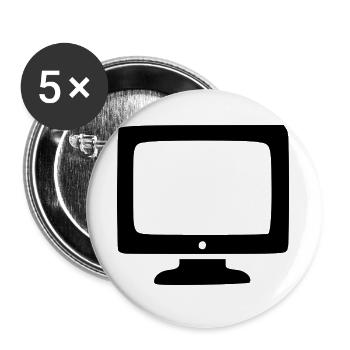 Écran d’ordinateur rétro Blanc vintage années 80 et 90 - Lot de 5 grands badges (56 mm) - blanc - Devant
