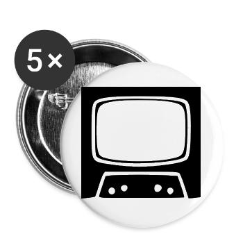 TV rétro vintage années 80 et 90 - Lot de 5 grands badges (56 mm) - blanc - Devant