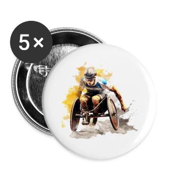 Wheelchair Racing Watercolor Splash - Buttons large 2.2''/56 mm (5-pack) - white - Front