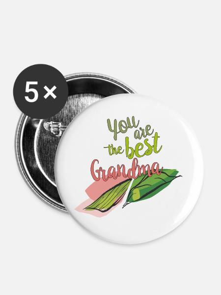 Du bist die beste Oma - Buttons groß 56 mm (5er Pack) - Weiß