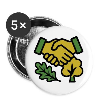 Poignée de main Logo de la Forêt Naturelle - Lot de 5 grands badges (56 mm) - blanc - Devant