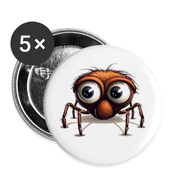 Spinne mit Riesenaugen Cartoon - Buttons groß 56 mm (5er Pack) - Weiß - Vorne