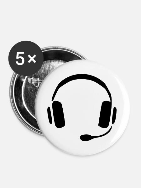 Kopfhörer headset Geschenk - Buttons groß 56 mm (5er Pack) - Weiß
