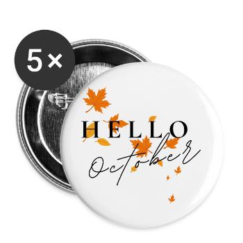 Hello October | Herbstblätter Design - Buttons groß 56 mm (5er Pack) - Weiß - Vorne