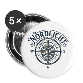 Nordlicht Kompassanker - Buttons groß 56 mm (5er Pack) - Weiß - Vorne