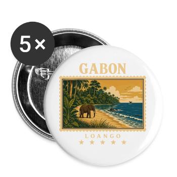 Gabun Loango Vintage Reisemarke - Buttons groß 56 mm (5er Pack) - Weiß - Vorne