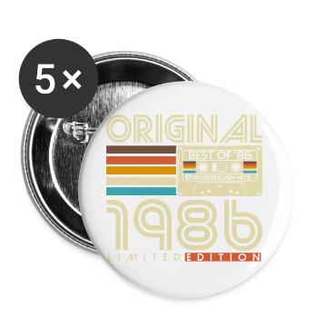 Original 1986 Vintage Vintage Anniversaire Rétro - Lot de 5 grands badges (56 mm) - blanc - Devant