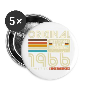 1966 Geburtstag Retro Jahrgang Vintage Geschenk - Buttons groß 56 mm (5er Pack) - Weiß - Vorne