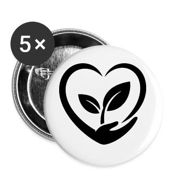 Gardener, Heart, Hand and Plant, Plant Love - Buttons large 2.2''/56 mm (5-pack) - white - Front
