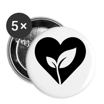 Gardener heart with plant - Buttons large 2.2''/56 mm (5-pack) - white - Front