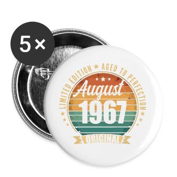 Août 1967 Anniversaire Édition Limitée Vintage - Lot de 5 grands badges (56 mm) - blanc - Devant