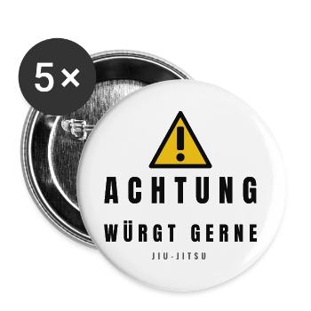 Achtung Jiu Jitsu Warnzeichen - Buttons groß 56 mm (5er Pack) - Weiß - Vorne