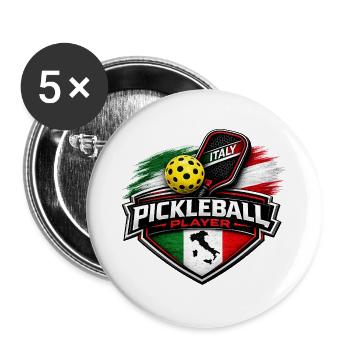 Pickleball-ITALIEN - Buttons groß 56 mm (5er Pack) - Weiß - Vorne