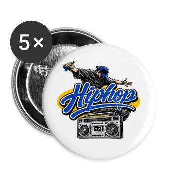 Hip Hop Boombox Blue Script Dancer Old School Art - Buttons groß 56 mm (5er Pack) - Weiß - Vorne