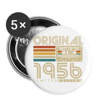1956 Geburtstag Retro Jahrgang Vintage Geschenk - Buttons groß 56 mm (5er Pack) - Weiß - Vorne
