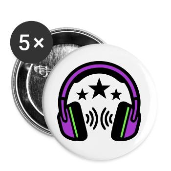 Logo sonore des écouteurs DJ - Lot de 5 grands badges (56 mm) - blanc - Devant