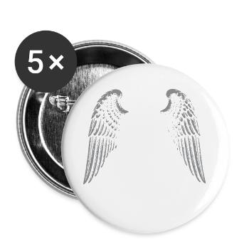 Winged Gothic Rock Logo - Buttons large 2.2''/56 mm (5-pack) - white - Front