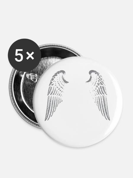 Gotisches Monogramm mit Engelsflügeln - Buttons groß 56 mm (5er Pack) - Weiß