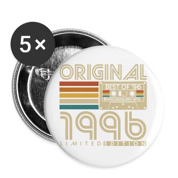 1996 Birthday Retro Vintage Vintage Gift - Buttons large 2.2''/56 mm (5-pack) - white - Front