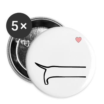 Minimalistisch Hunde Rücken - Buttons groß 56 mm (5er Pack) - Weiß - Vorne